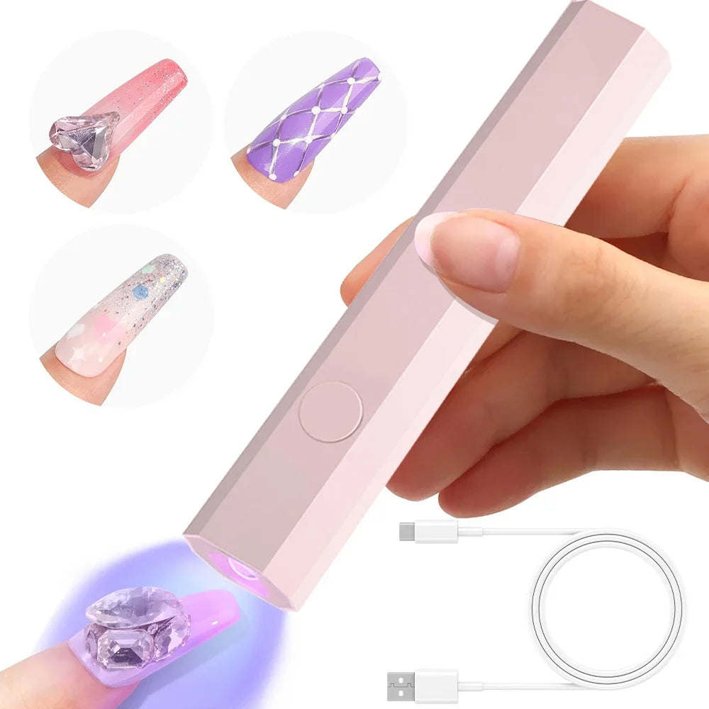 Portable UV/LED Nail Lamp - Handheld Cordless Gel Polish Dryer for Fast 60s Curing, Mini Manicure Light for Home & Travel Use