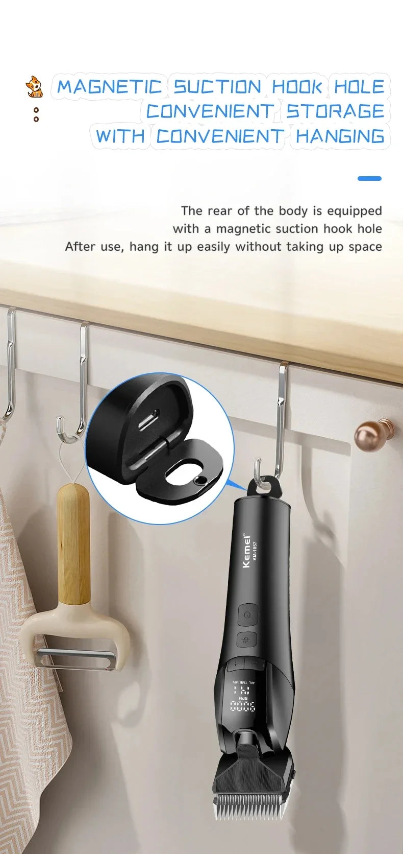 kemei 1857 professional pet dog grooming clipper electric rechargeable cat hair shaver dog hair trimmer 10W animal hair clipper