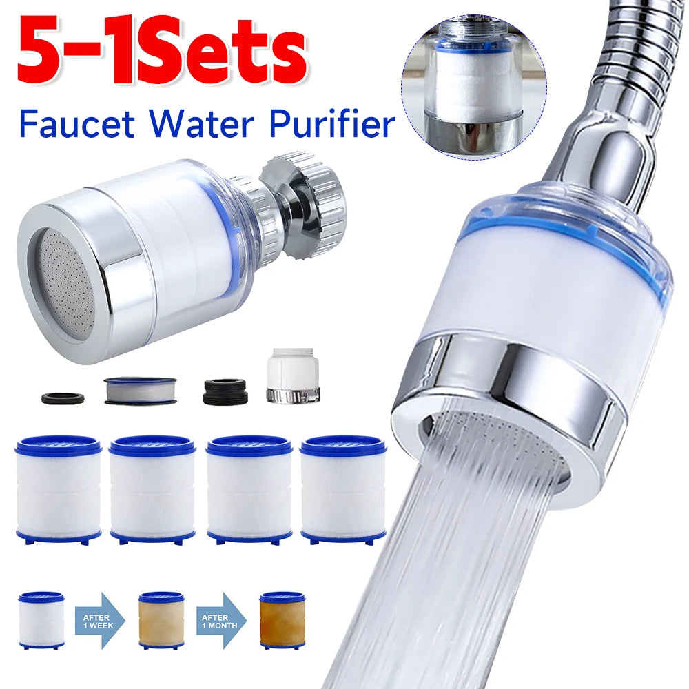1-5Set Faucet Water Filter 360 Degree Rotating Splash Filters Remove Chlorine Heavy Metals Filtered Showers Head Bath Purifier ﻿