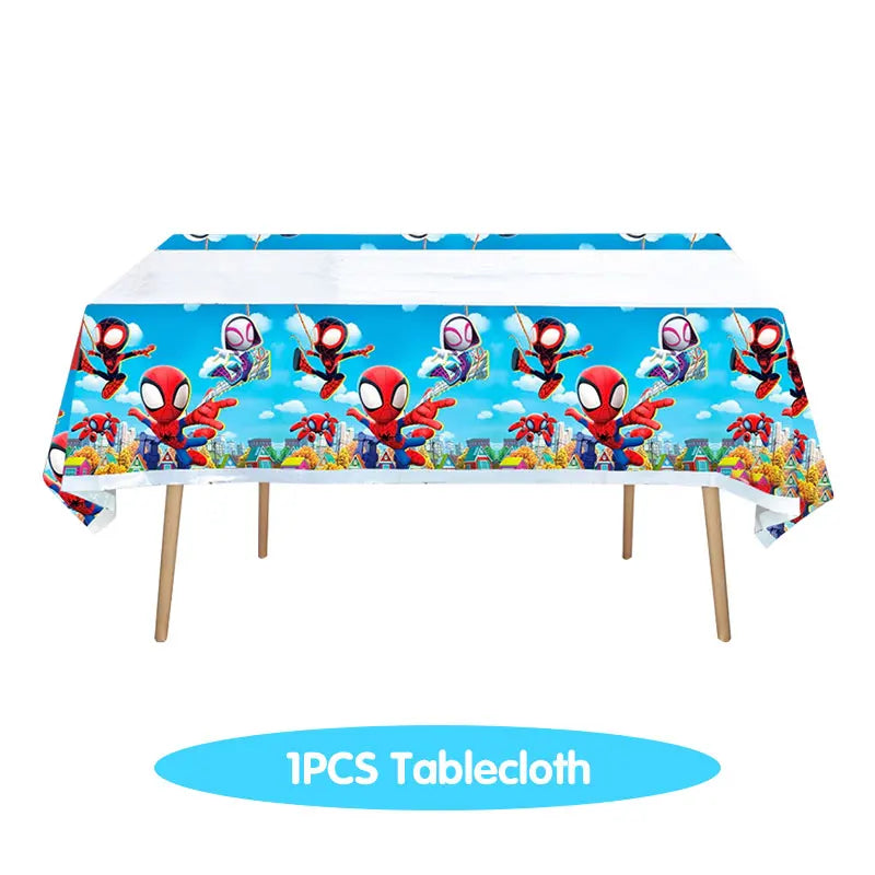 Spidey And His Amazing Friends Birthday Decoration Tableware Supplies Party Paper Cups Plates Tablecloth Banner Balloons For Kid