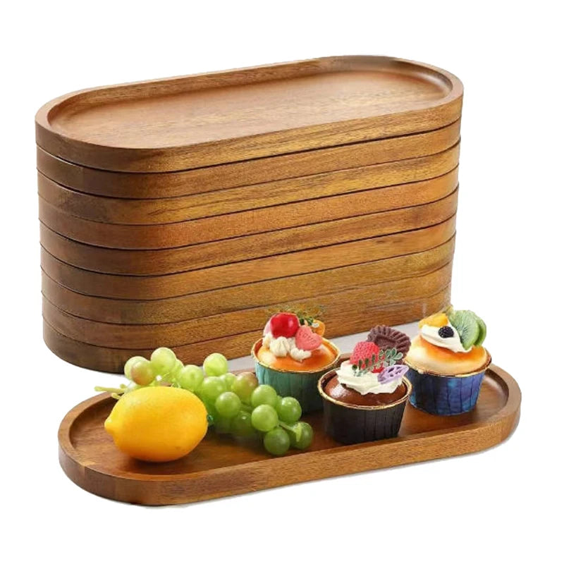 1 Pc Tableware Solid Wood Round Dessert Plate Japanese-style Wooden Tray Snack Plate Dried Fruit Plate Wooden Plate
