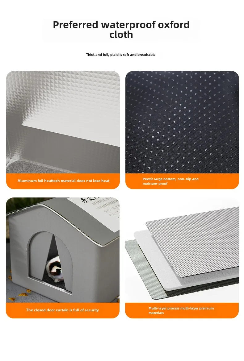 Stray Cat dog House Waterproof Outdoor Winter Warm Pet Cave Sleeping Beds Home Foldable Washable for Small Dog Puppy Supplies