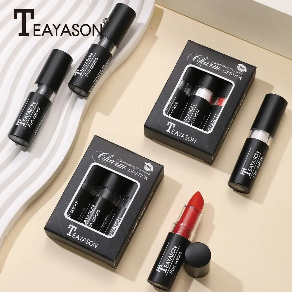 Matte Lipstick Velvet Finish Waterproof Long Lasting Non Transfer Dark Shades Black White Red Holiday Makeup