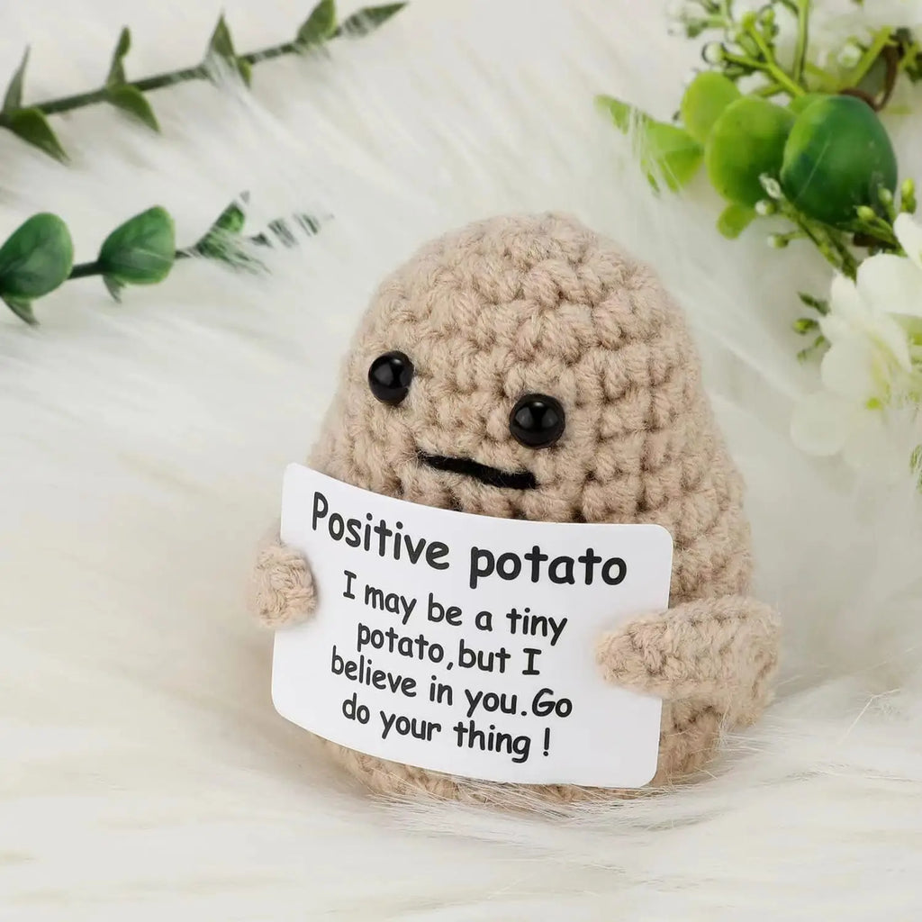 Positive Crochet Dolls Funny Potato Crochet Doll Emotional Support Animal Gift Creative Positive Crochet Figures for Friends