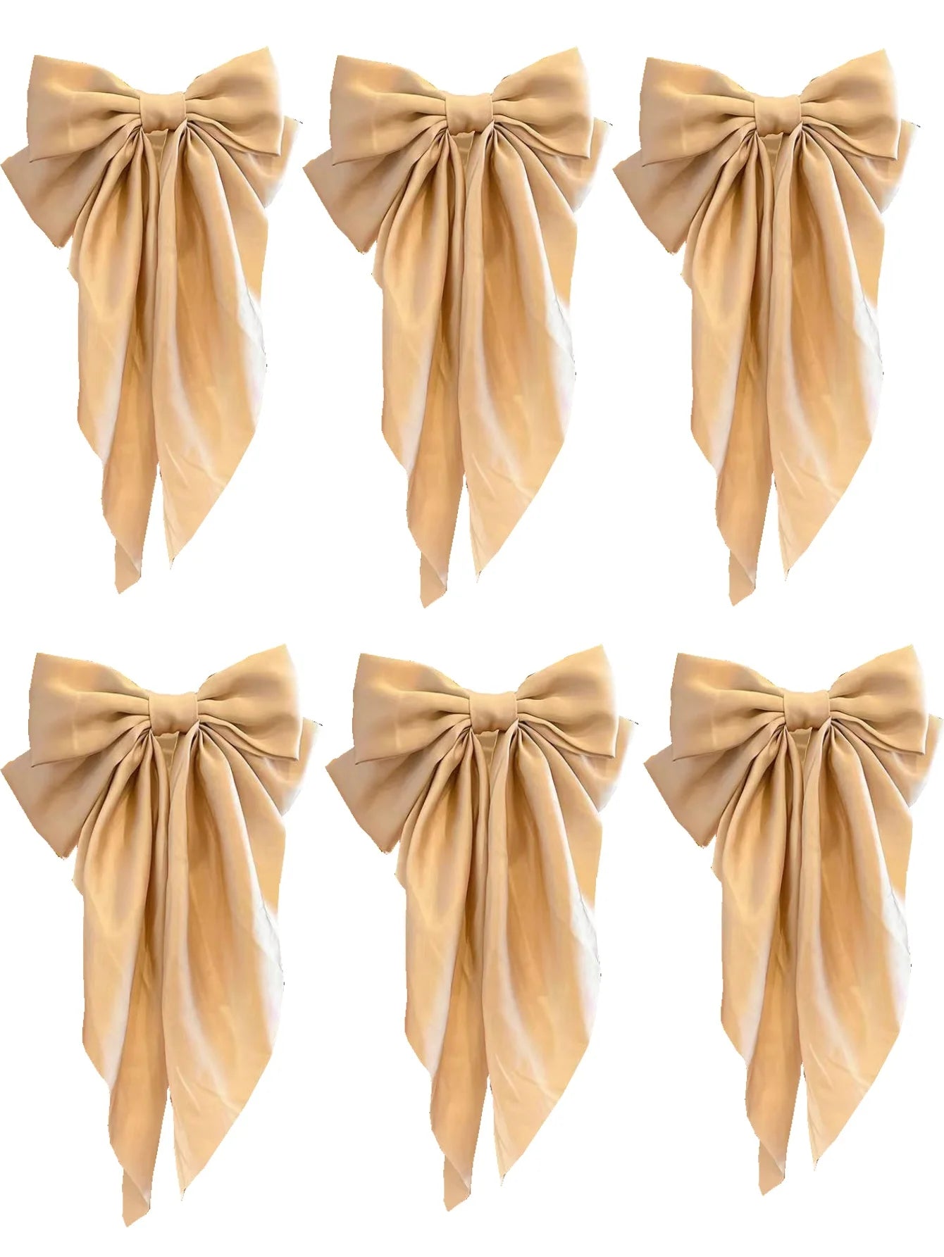 6 spring clip streamers bow hair clips for women