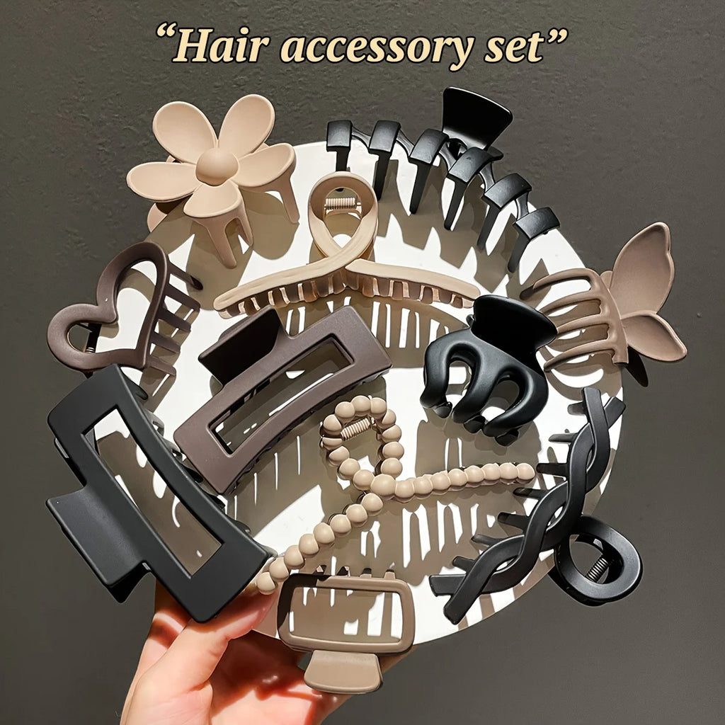 11pcs Women's High-end Frosted Clip Set Women's Back Head Hair Shark Clip Headwear Valentine's Day Hair Accessories 2025
