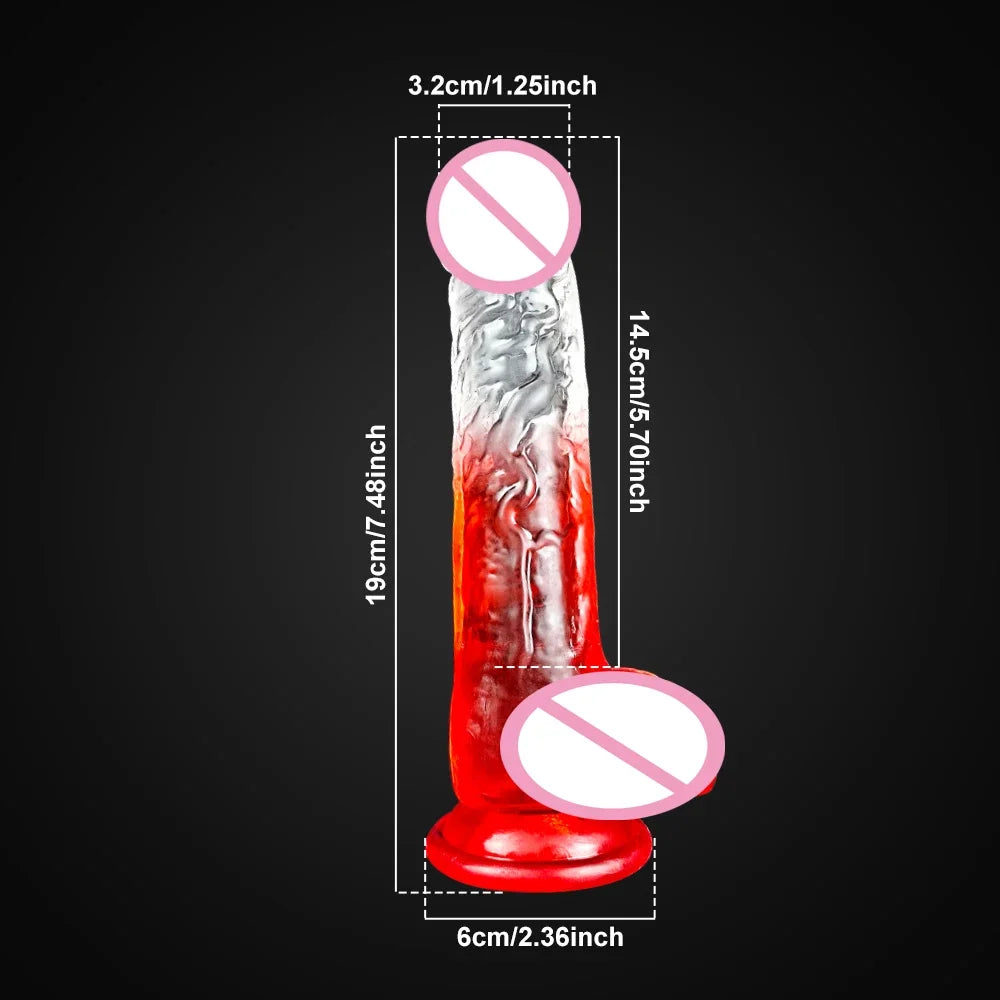 4 Sizes Transparent  Soft Jelly Dildo Realistic Fake Dick Penis Sucker Butt Plug Sex Toys for Woman Men Vagina Anal Sex Toys