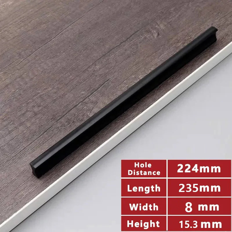 64mm-320mm Kitchen Cabinet Storage Handles Closet Wardrobe Dressers Black Door Handle Drawer Pulls Knobs Hardware accessories