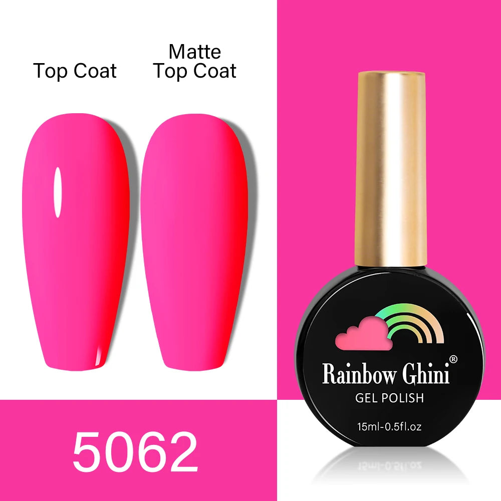 RG HEMA TPO FREE Neon Glitter Gel Nail Polish 15ml Nail Art Manicure Semi Permanent Gel Hybrid Varnishes Top Base Coat UV Nail