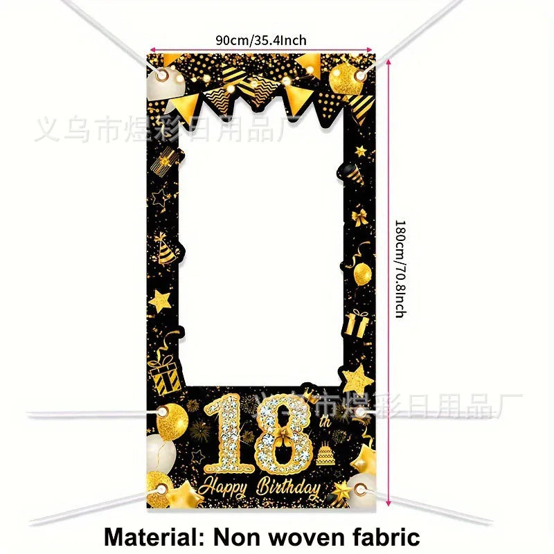 18th Birthday Decors for Boys Girls Black Gold Party Banner Balloon Tablecloth Plate Cup Napkin 18 Years Birthday Party Supplies