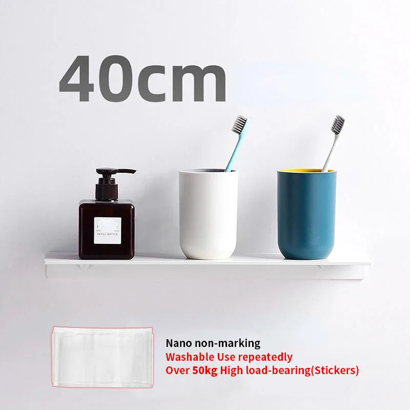 Small Shelf Without Drilling Shampoo Holder Bathroom Wall Floating White Shelves Stick Bath Organizer for Kitchen Accessories