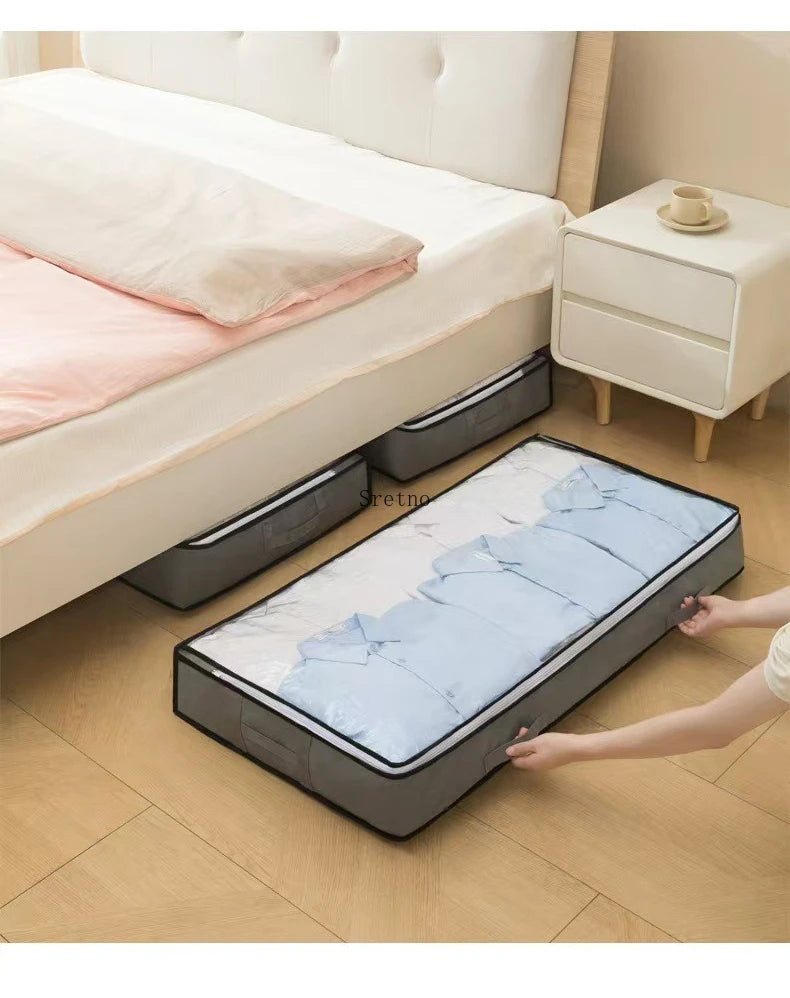 SRETNO Foldable Bed Sheet Storage Box Space Saving Multi-functional Quilt Cover Case Dustproof Underbed Storage Bags Household