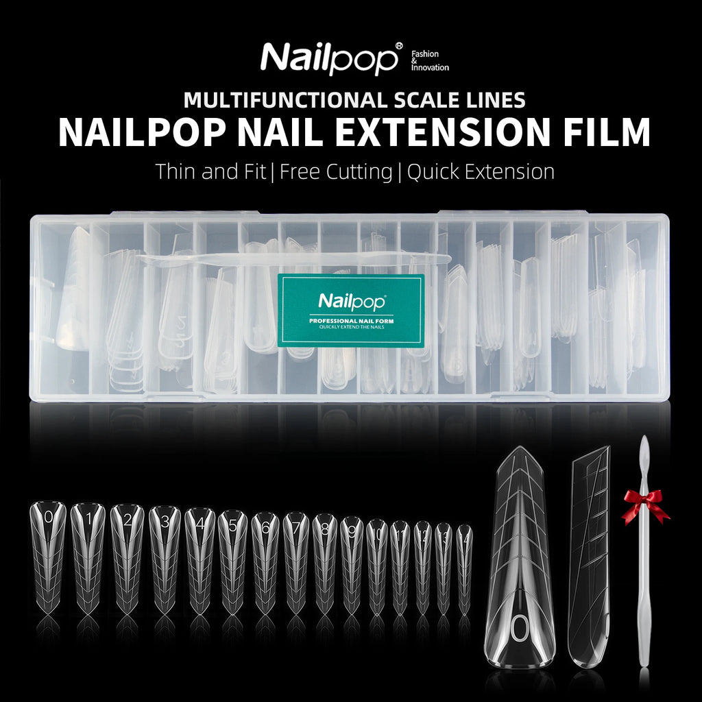 Nailpop Transparent Nail Extension Film 150 Pcs 15 Sizes Pyramid Shape Nail Forms For Gel Acrylic Manicure Professional Tools