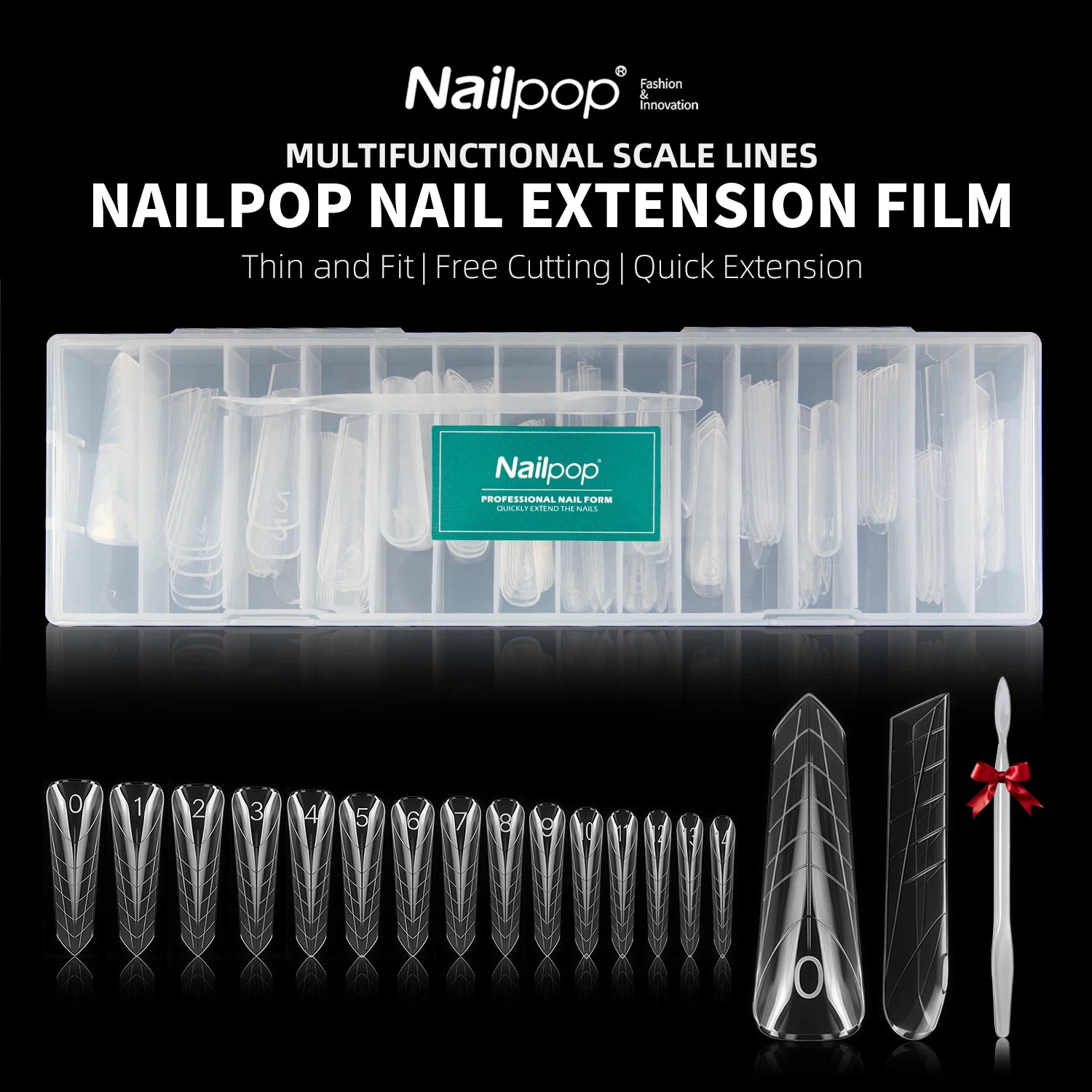 Nailpop Transparent Nail Extension Film 150 Pcs 15 Sizes Pyramid Shape Nail Forms For Gel Acrylic Manicure Professional Tools