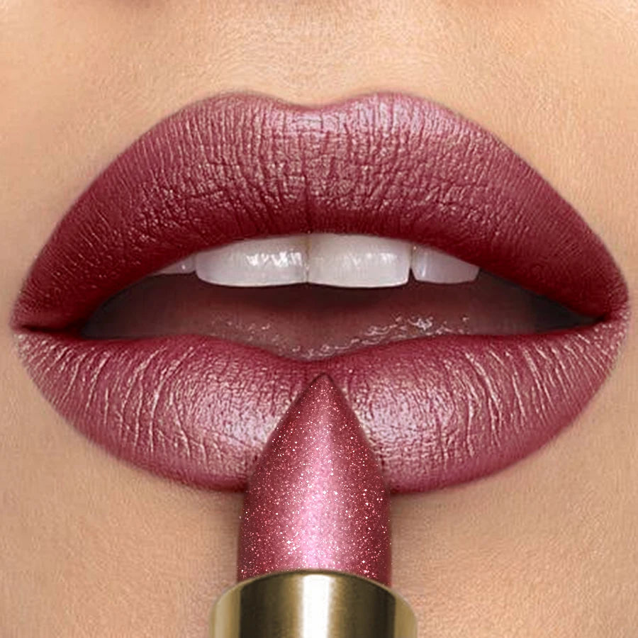 16 Colors 1PC Metallic Glitter Shiny Lipstick Lip Tint,Waterproof Lip Senior Matte Lip Makeup Gifts for Women Cosmetic Lip Glaze