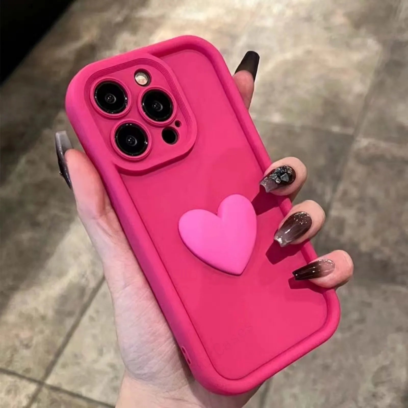 Luxury Cute 3D Love Heart Silicone Phone Case For iPhone 17Air 17 16 15 13 12 11 14 Pro Max X XR XS Shockproof Candy Back Cover