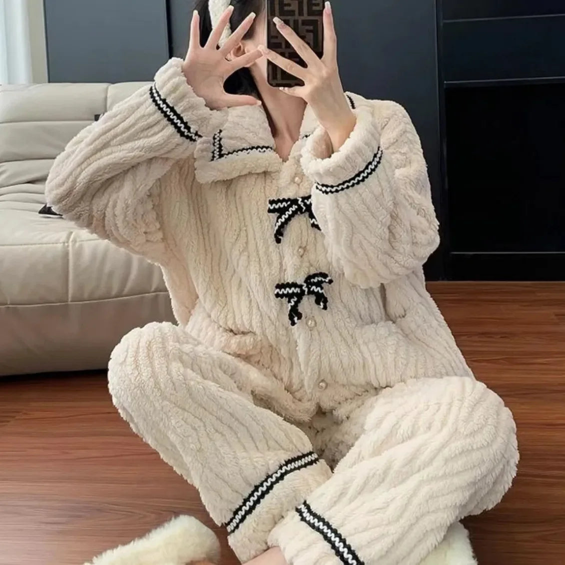 Solid Casual Pajamas For Women Two Pieces Sleepwear Women's Pajama Trousers Loungewear Sets Nightwear Female Home Suit Clothes