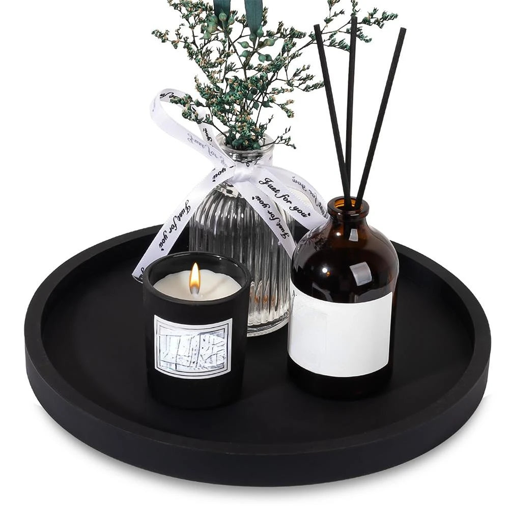 A Round Bathroom Tray Decorative Dressing Table Tray Silicone Soap Rack Kitchen Countertop Storage Rack Coffee Table Decoration for Candles, Perfumes, Plants - Decorative Tray