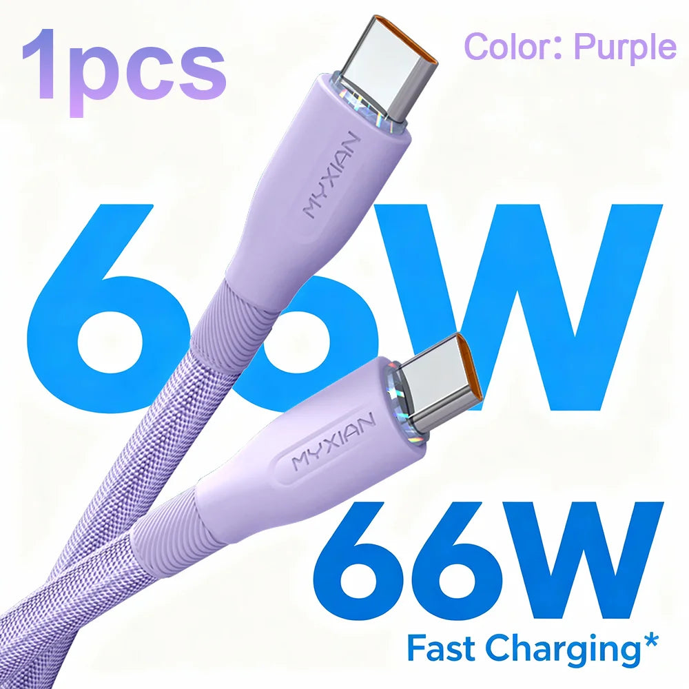 66W 3A Type C Cable Super Fast Charger Cord Quick Charge USB C Cables Phone Charger For Xiaomi Huawei Oneplus POCO OPPO
