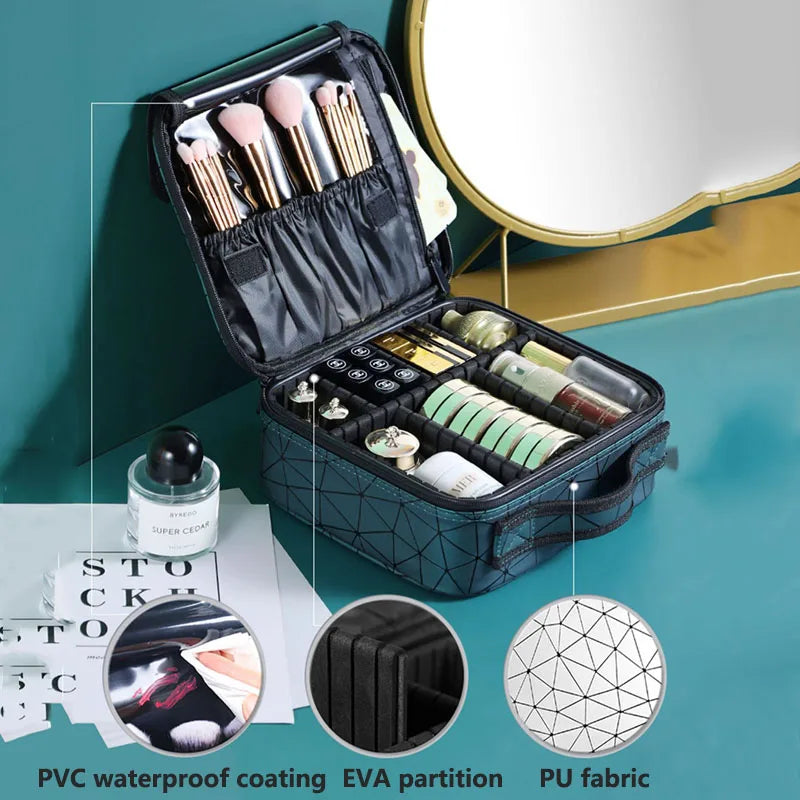 Female PU Leather Profession Makeup Case Nail Tool Suitcase For Women Cosmetics Box Beautician Cosmetics Organizer Storage Case