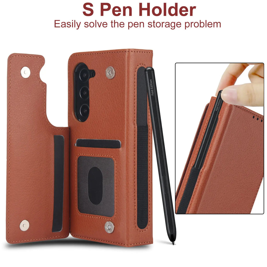 for Samsung Galaxy Z Fold 5/4/3 Phone Case,【RFID Blocking】for Women Men with Card Holder Leather Protective Cover for Z Fold 5