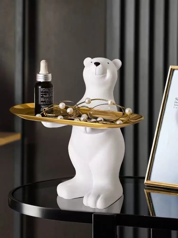 Kawaii Polar Bear Candy Miscellaneous Storage Tray Cute Polar Bear Glasses Keychain Tray Living Room Desktop Decoration