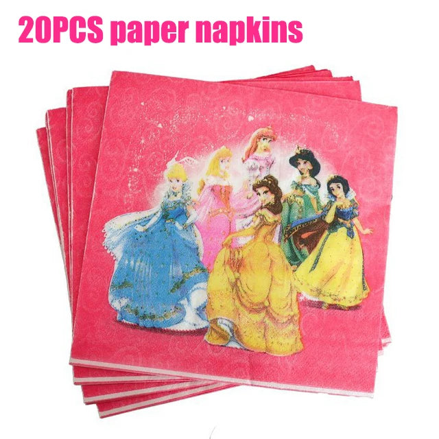 Disney Princess Birthday Party Decorations Girls Child Deco Disney Princess Birthday Plate Napkins Cups Tableware Supplies Setup