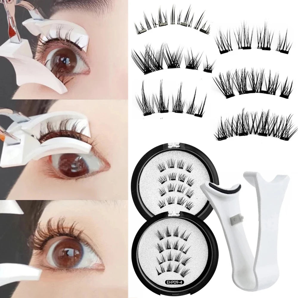Glue-free Magnetic Eyelashes 3D Natural Effect Magnetic Eyelashes Reusable Eye Makeup False Lashes Beauty Eyelashes Supplies