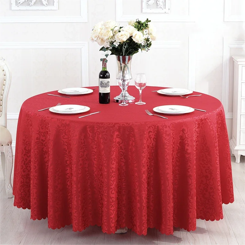 Polyester Jacquard Tablecloth Hotel Wedding Banquet Party Decoration Round White Table Covers Table Overlays Printed Home Decor