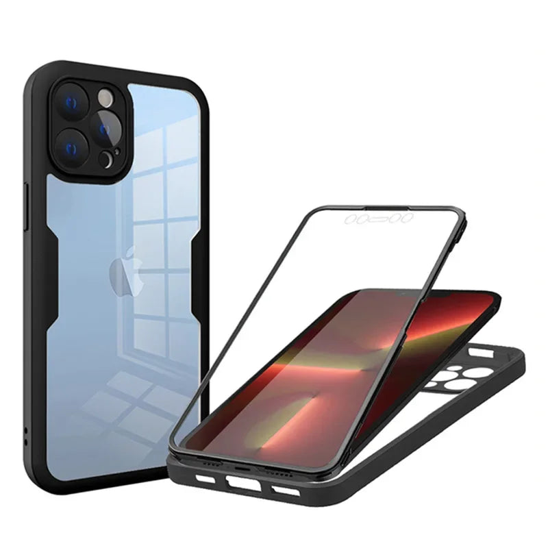 360 Full Body Protection Case For iPhone 15 14 13 12 11 Pro Max Front Screen Shockproof Cover iPhone X XR SE 2020 case