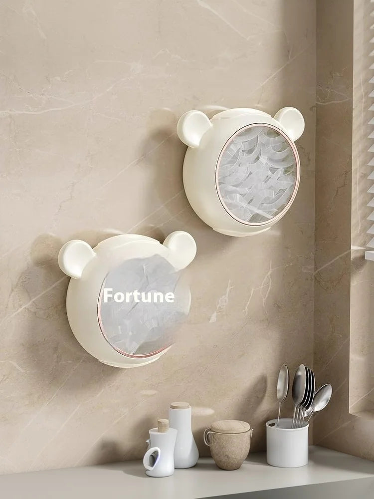 Wall Mounted Dustproof Box Food Cover Wrap Rack Plastic Wrap Storage Box Cling Film Organization Home Kitchen Storage Box Cover