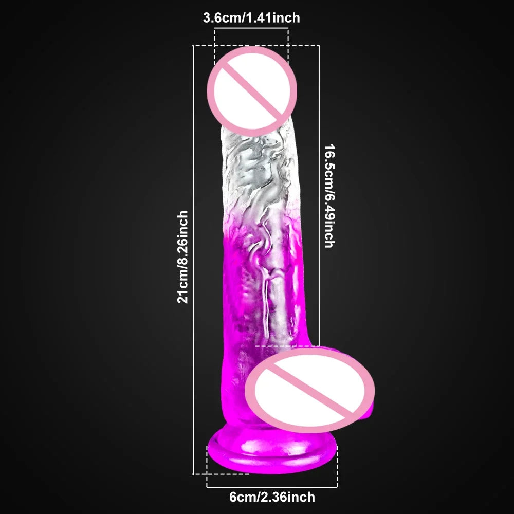 4 Sizes Transparent  Soft Jelly Dildo Realistic Fake Dick Penis Sucker Butt Plug Sex Toys for Woman Men Vagina Anal Sex Toys