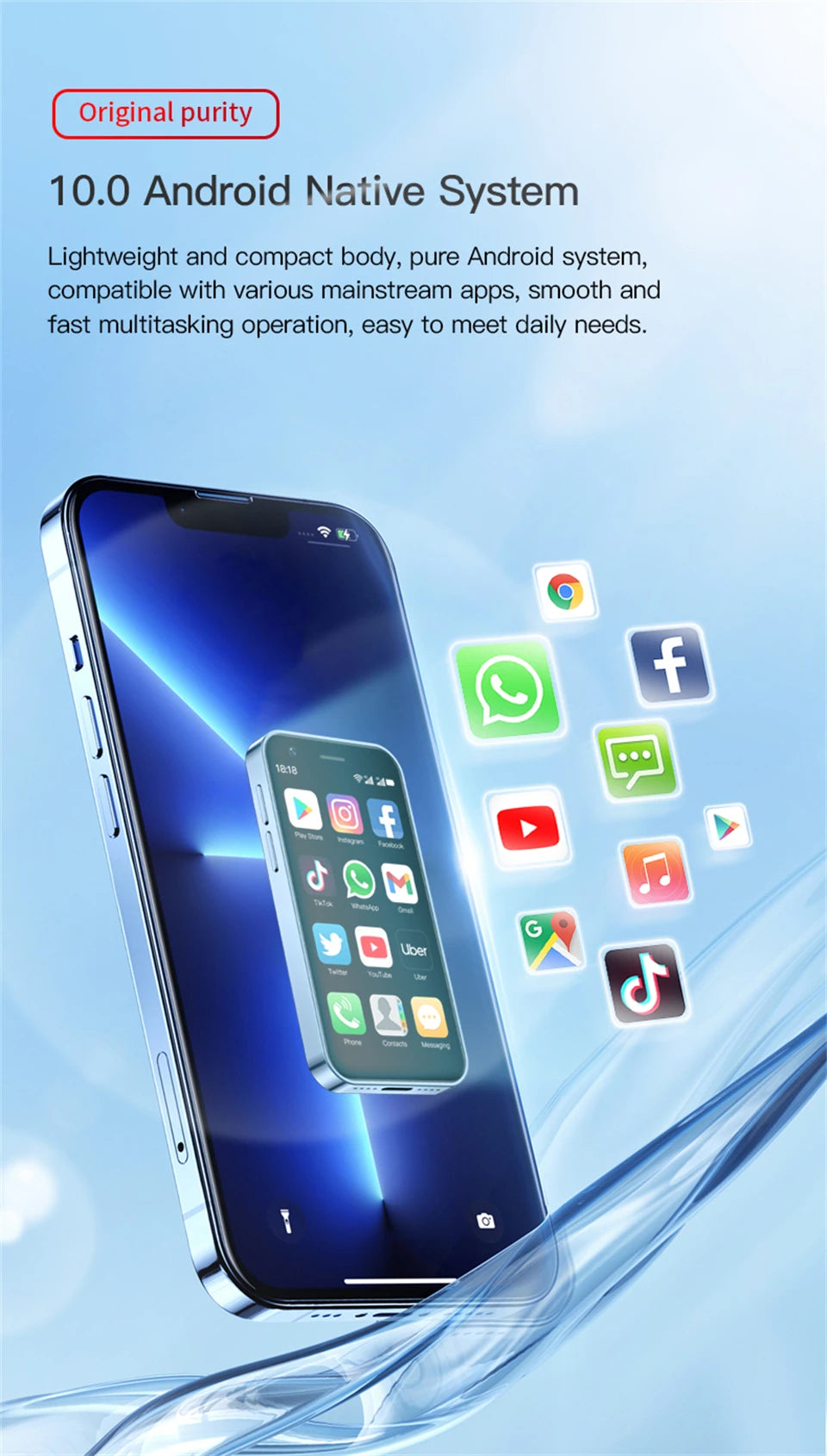 SOYES XS16 Mini Android10.0 Smartphone 4G Network 2GB RAM 16GB ROM 3" Display 5MP Camera Dual SIM With Play Store WhatsAPP