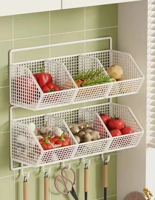 Kitchen Wall Hanging Storage Rack Multi-functional Onion Ginger Garlic Storage Rack Storage Box Basket Vegetable Basket