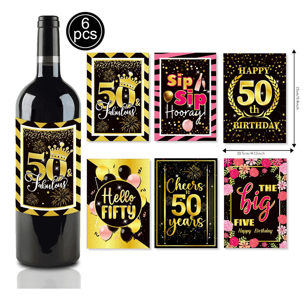 50th Birthday Party Supplies for Men Women Black and Gold 50 Years Old Party Paper Plates Cups Napkin Tablecloth Tableware Decor