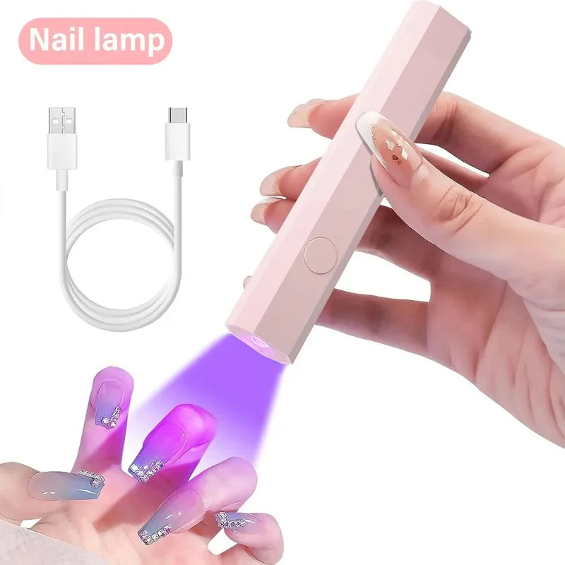 Portable UV/LED Nail Lamp - Handheld Cordless Gel Polish Dryer for Fast 60s Curing, Mini Manicure Light for Home & Travel Use
