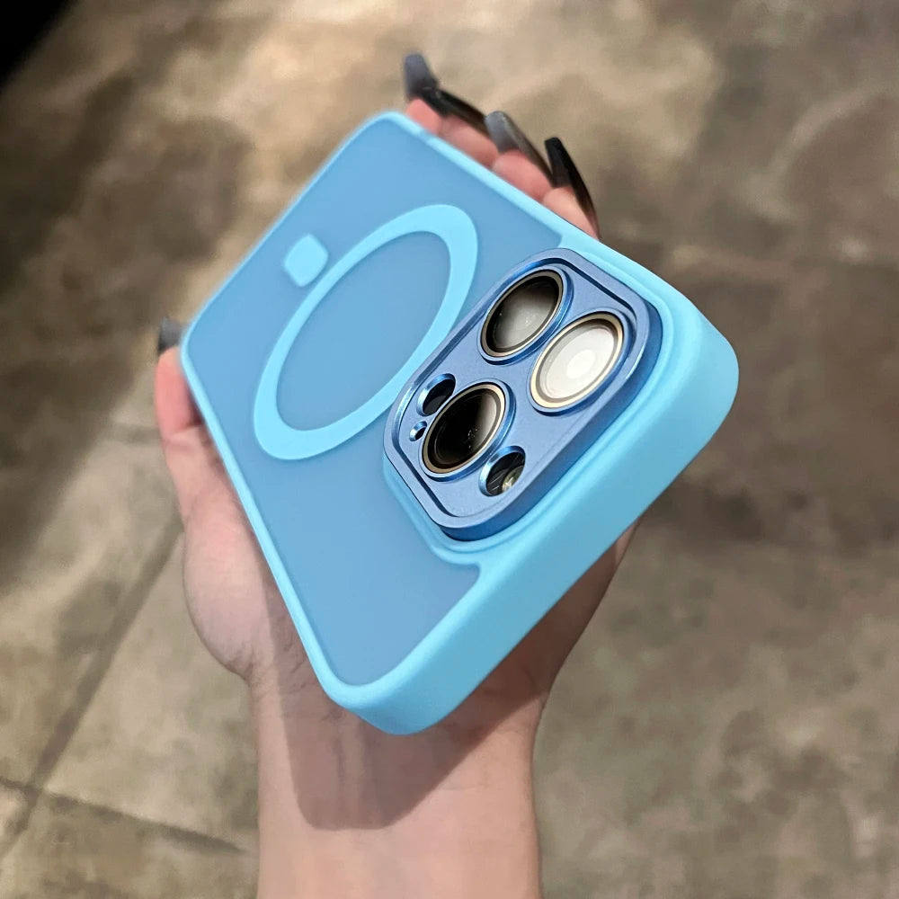 Matte For Magsafe Magnetic Case For iPhone 16 15 Pro Max 14 13 12 11 Frosted Translucent Wireless Charge Shockproof Bumper Cover