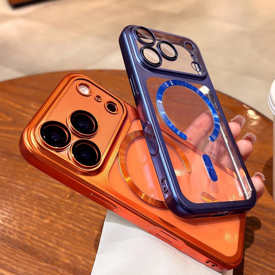 for iPhone17 Luxury Transparent Plating Magsafe Case for iPhone 17 Pro Max 17Pro Air Original Soft TPU Camera Protector Cover