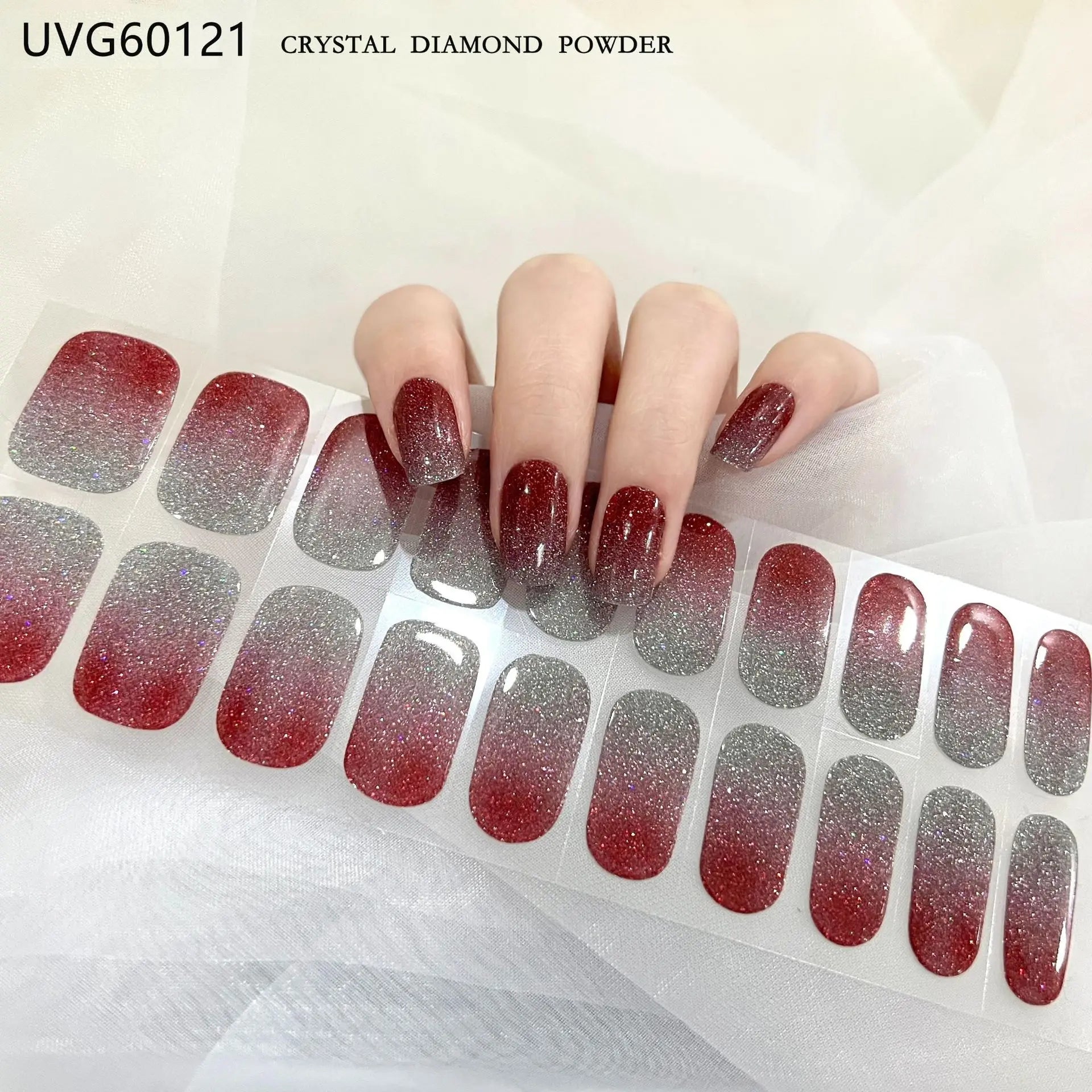 20/22tipsChristmas Semi Cured Nail Sticker UV Led Lamp Semi Cured Gel Design Nail Decals Waterproof Nail Stickers Nail Manicure
