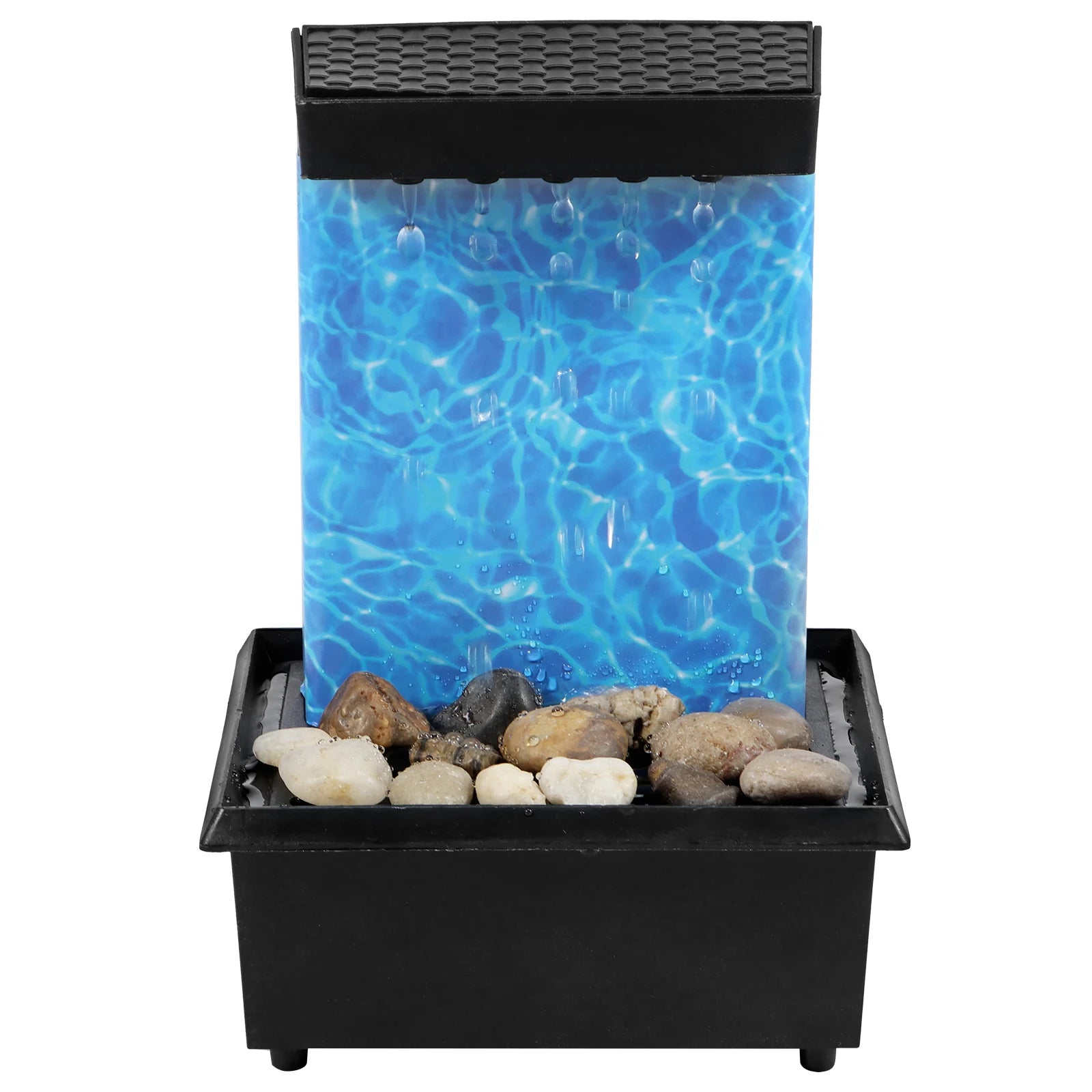 Tabletop Fountain with Light Battery/USB Operated Mini Desktop Waterfall Decoration Creative Flowing Water Fountain Ornaments