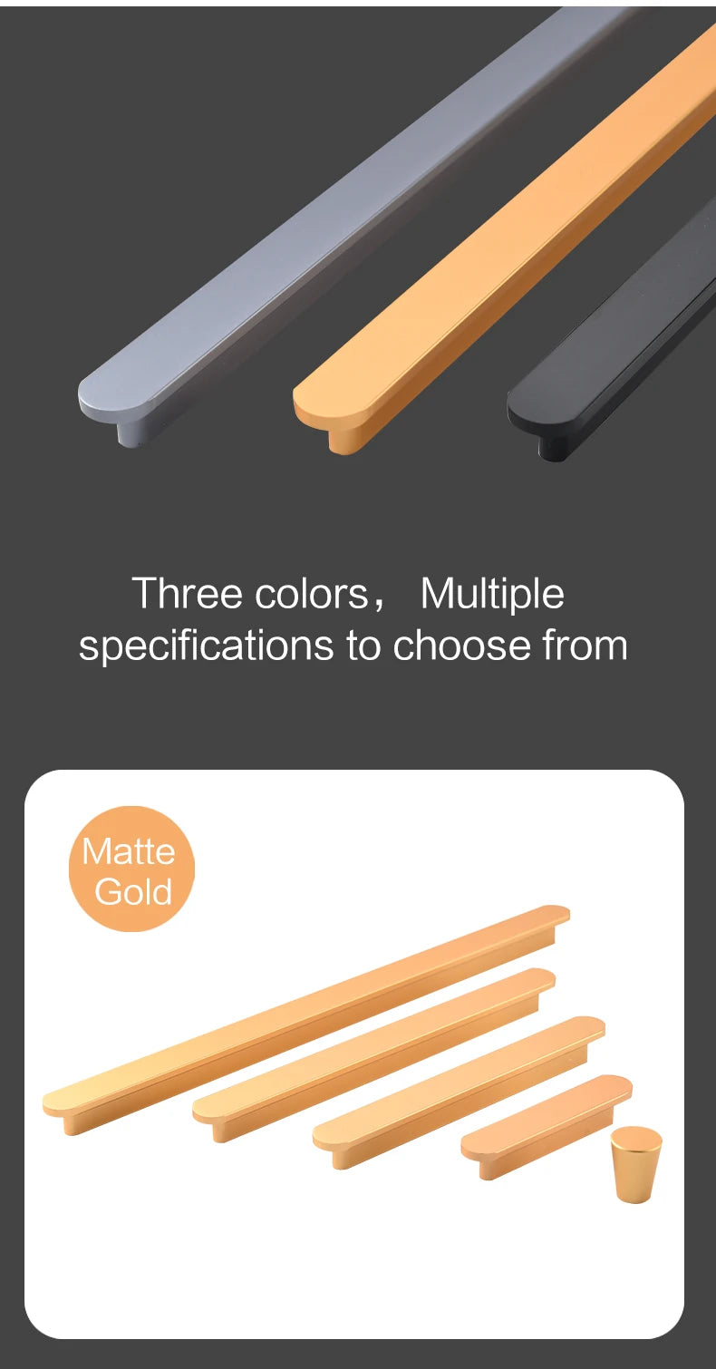 Modern style wardrobe cabinet bathroom cabinet black pulls drawer handles furniture cupboard aluminum alloy handle