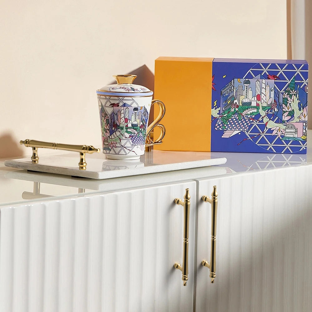 French luxury wardrobe cabinet door handle drawer cabinet Italian single hole creative design Golden European style handle