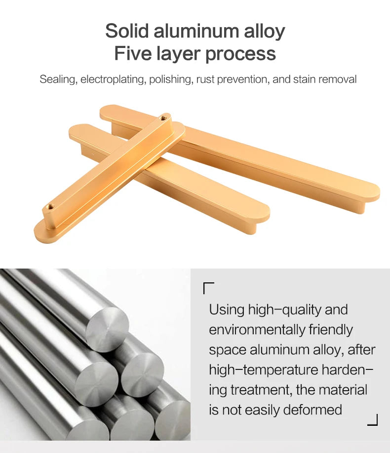 Modern style wardrobe cabinet bathroom cabinet black pulls drawer handles furniture cupboard aluminum alloy handle