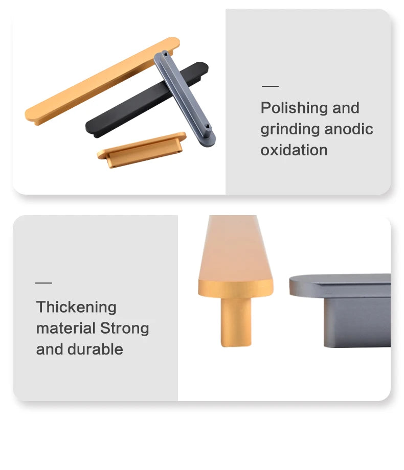 Modern style wardrobe cabinet bathroom cabinet black pulls drawer handles furniture cupboard aluminum alloy handle