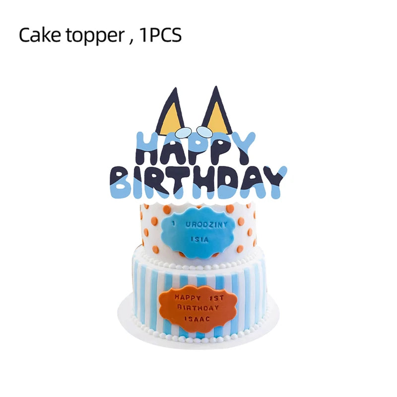 New Cartoon Dogs Birthday Party Decoration Full Set Kit Blue Dog Happy Birthday Plates Napkins Cups Tableware Supplies Kid Favor