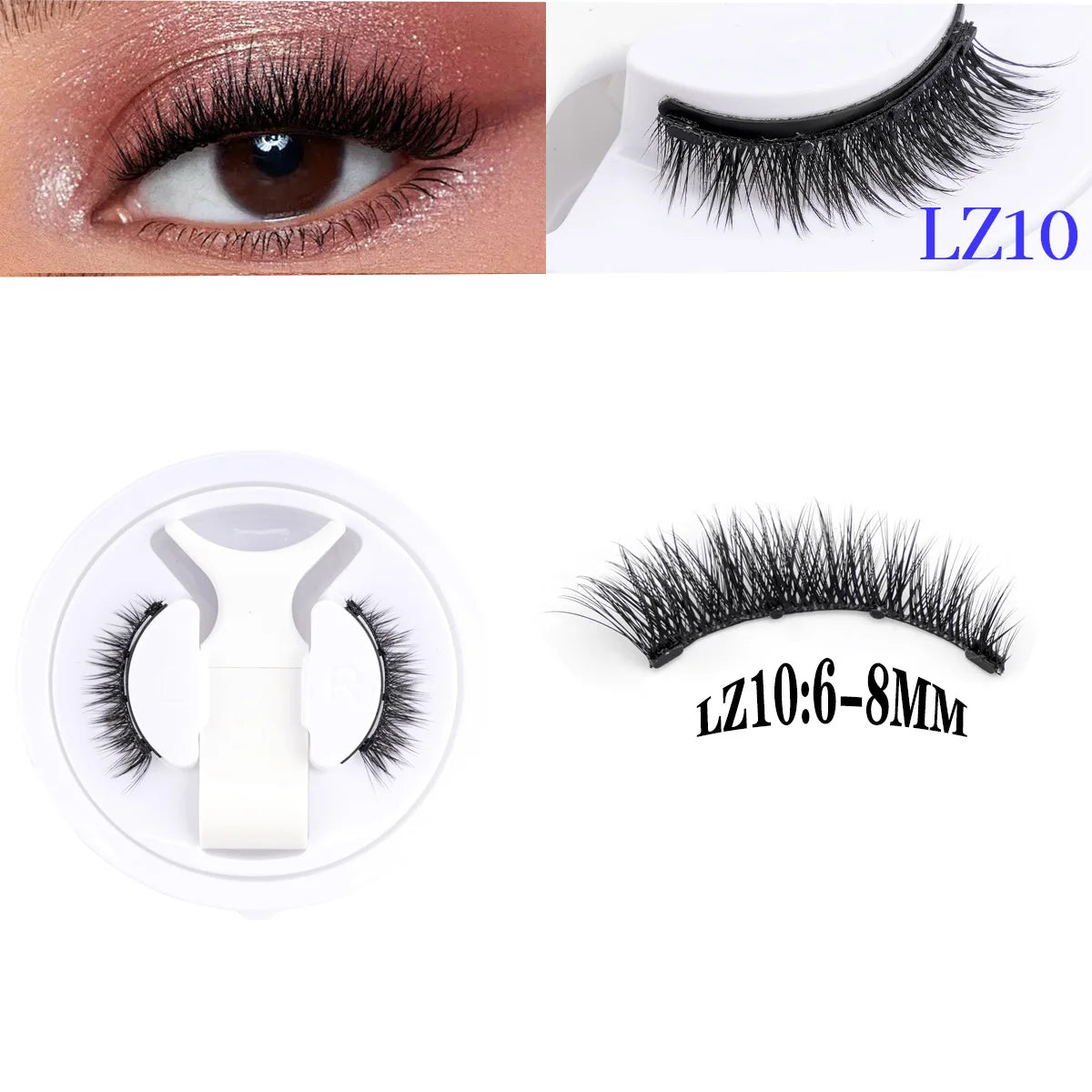 1Pair 3D Magnetic Lashes Kit Soft Natural Fluffy Reusable Faux Mink Eyelashes NO Glue Needed False Cilios Makeup Tools Mix Style