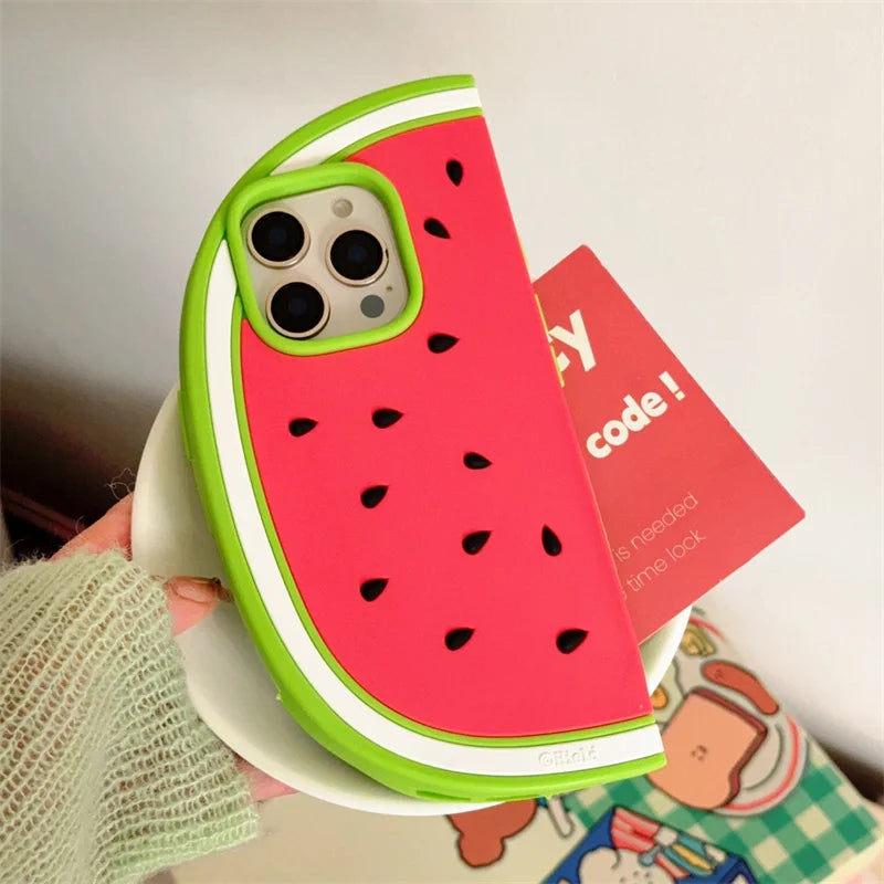 Creative summer cool watermelon shaped phone case for iPhone 12 13 14 15 16 pro max