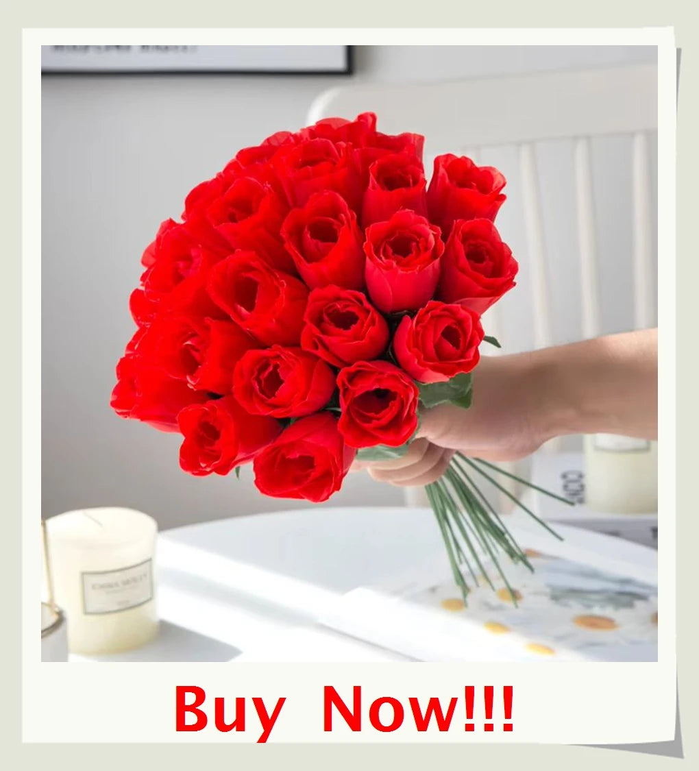 Artificial Flowers Vase For Home Decor Outdoor Garden Valentine Eucalyptus Leaves Fake Plants Wedding Party Silk Roses Bouquet