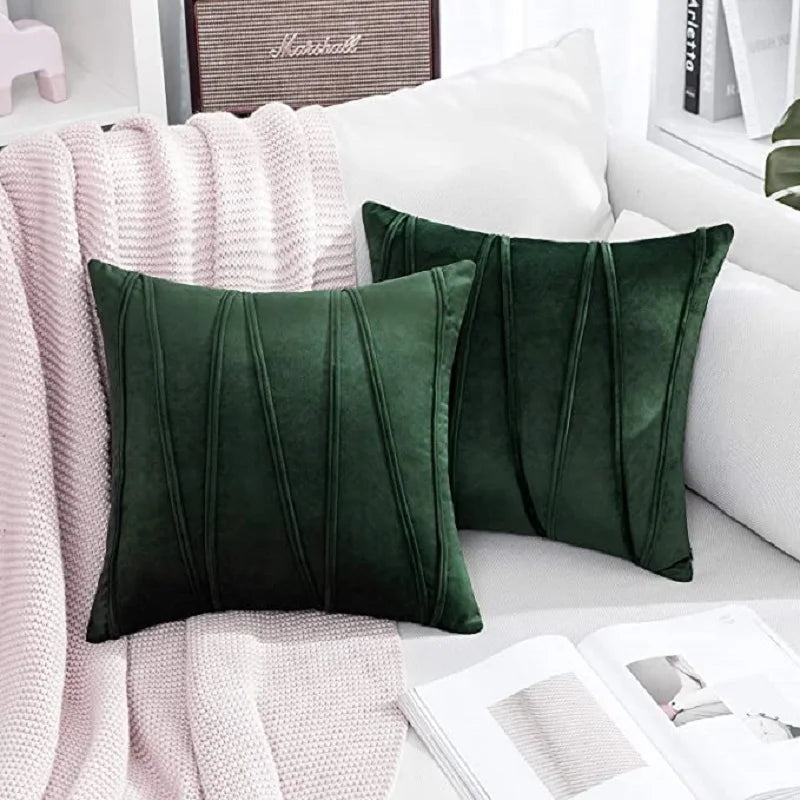 Set of 2 Decorative Green Throw Pillow Covers Soft Solid Velvet Pillow Covers Cushion Case for Sofa Bedroom подушки декоративные