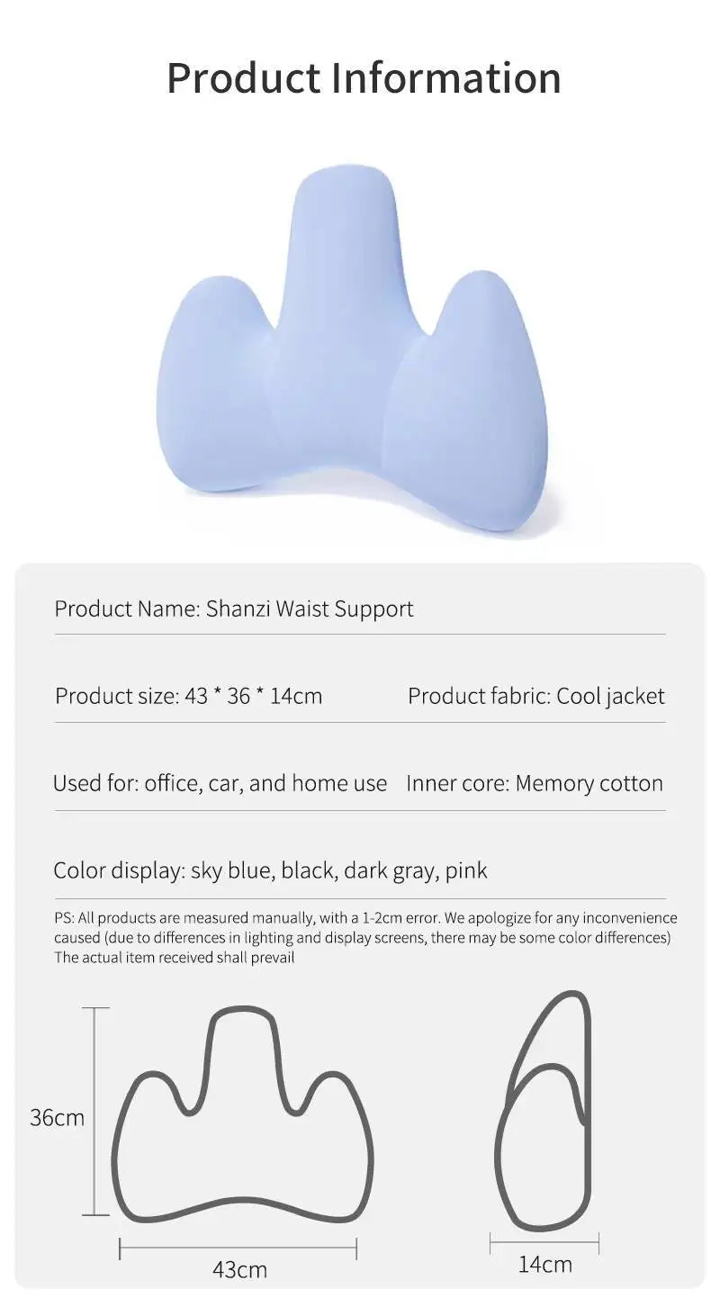 Memory Foam Cushion Pain Relief Support Pillow Car Seat Waist Cushion Relieve Back Pain Soft and Comfortable For Office Home Car